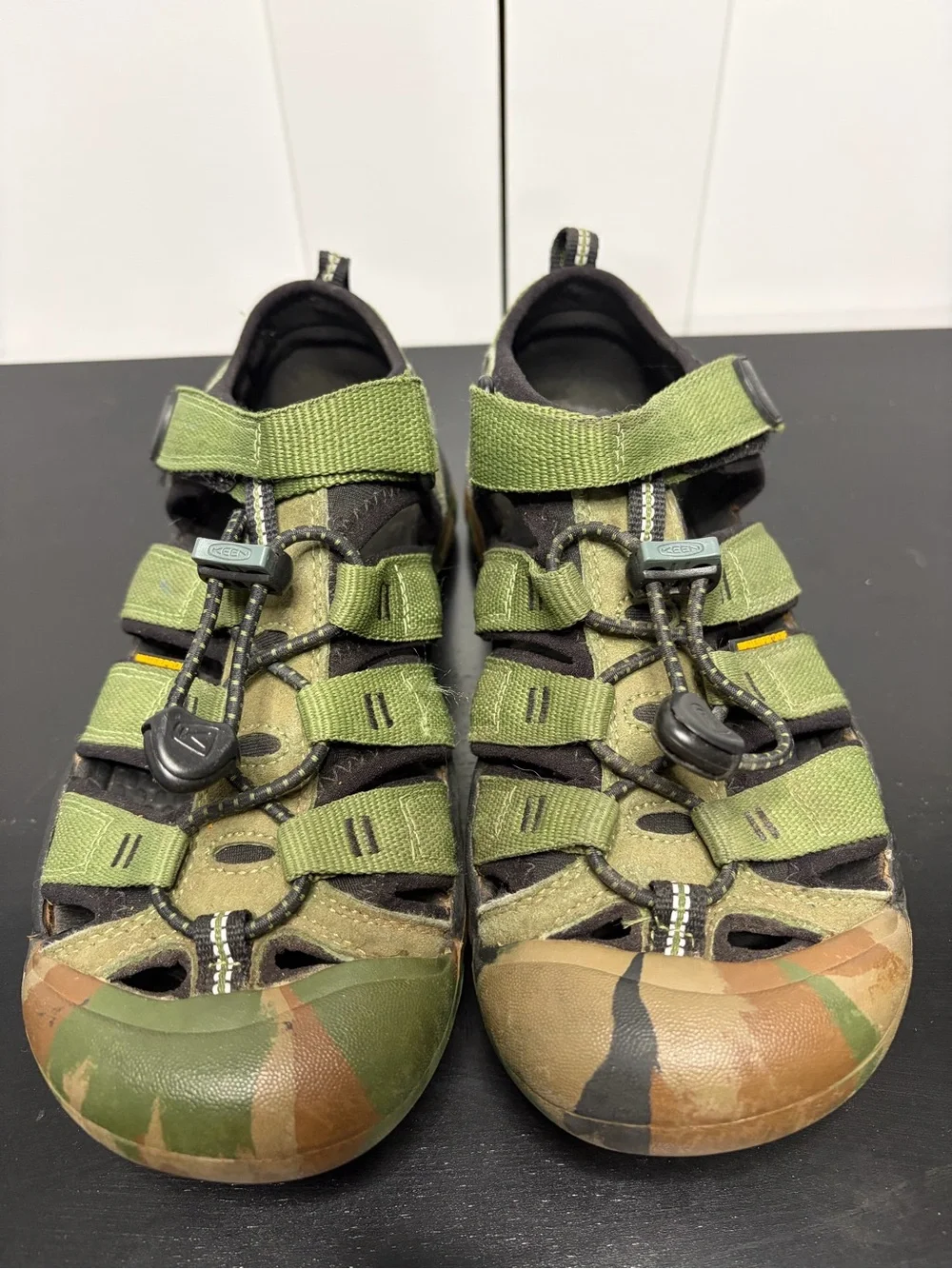 Keen Big Kids' Newport H2 Hiking Sandal in Camouflage & Olive Green - Size 4